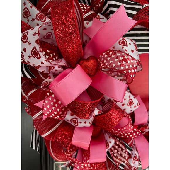 Valentines Deco Mesh Wreath For Front Door - Picture 5 of 7